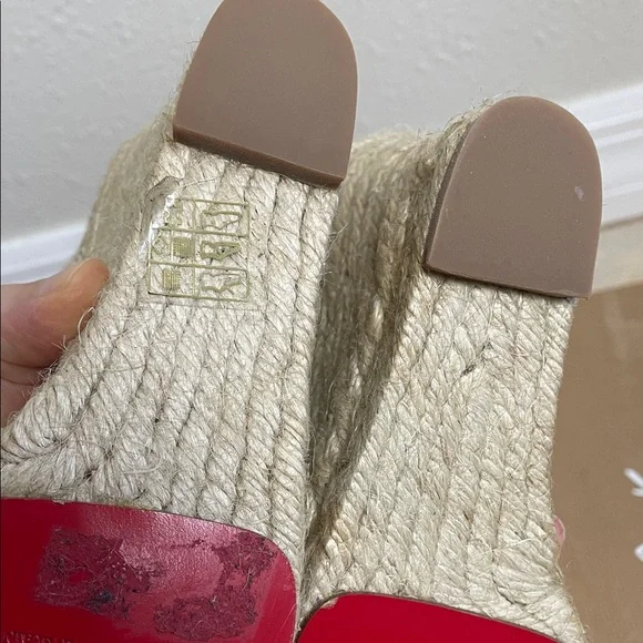 New Christian Louboutin Brigitte Cream Espadrille 5 Wedges 35 - Picture 9 of 17